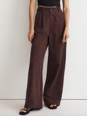 Madewell Wide-Leg High-Rise Trousers in Chocolate Brown